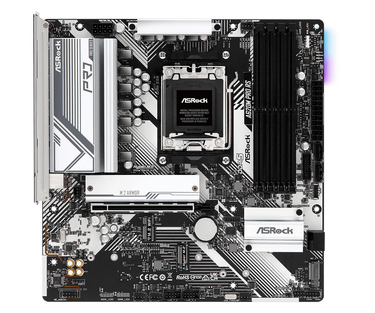 Asrock A620M PRO RS AMD A620 AM5 Micro ATX 4 DDR5 HDMI DP GB LAN PCIe4 RGB 3x M.2